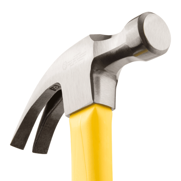 Heavy Duty Curved Claw Hammer with Fiberglass Handle - 16 oz